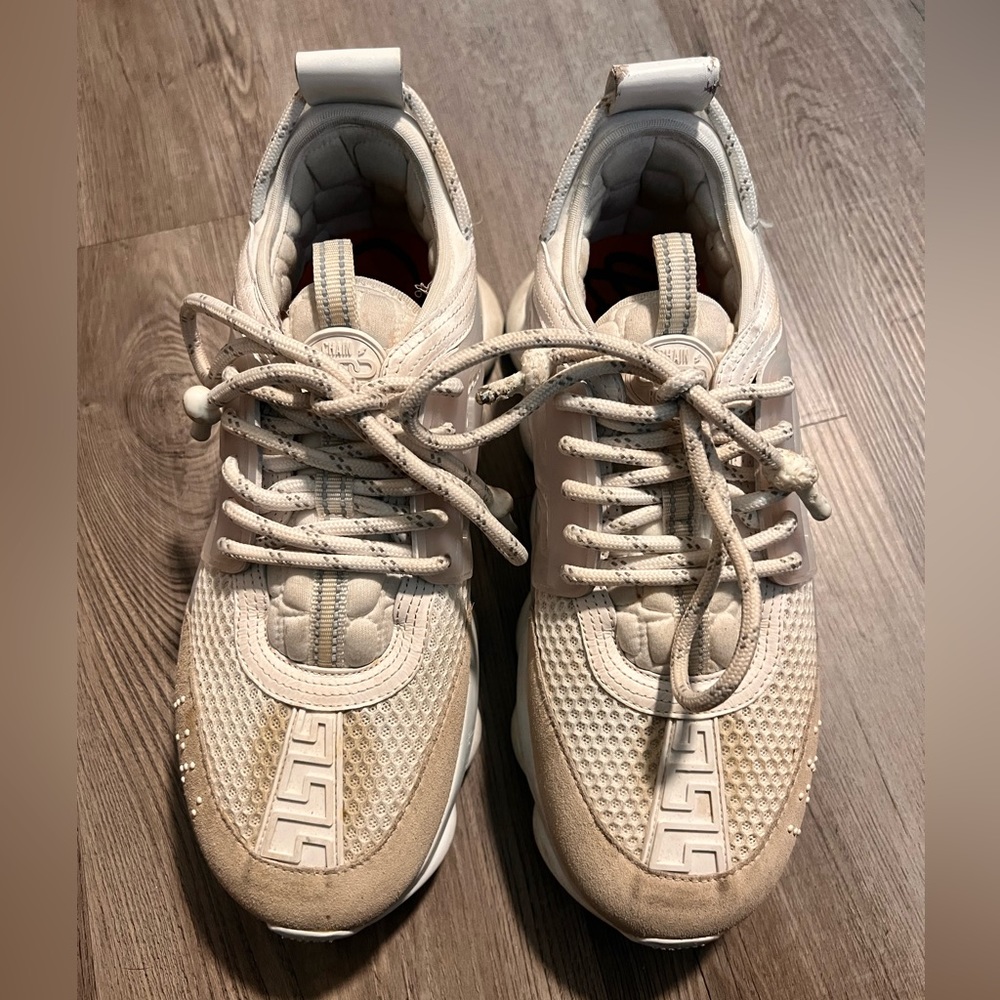 White Versace shoes